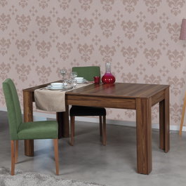 Hanah Home Oblo Mesa de comedor extensible Nogal